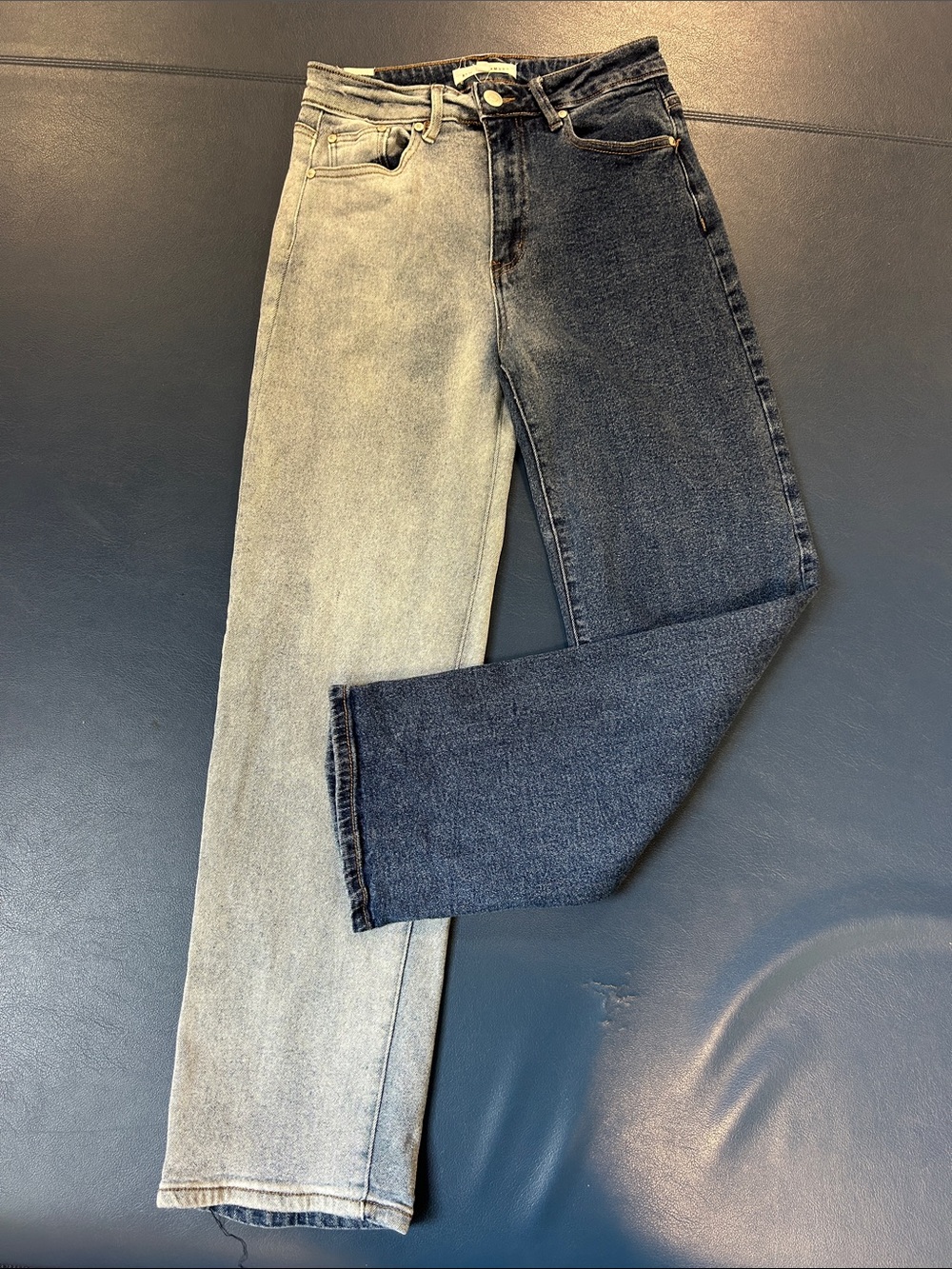 Almost Famous sz 28 x 29 hi waist 2 Tone Blue Straight Leg Jeans Y2K